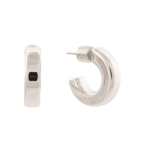 MILOR GOLDItaly 14k White Gold Polished Huggie Hoop 0.75in Earrings